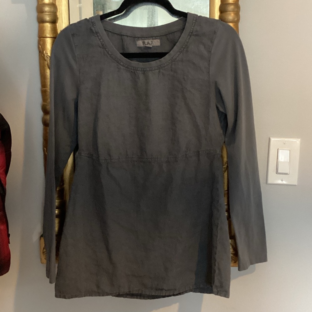 Flax top linen body cotton sleeves charcoal gray worn 1 time.